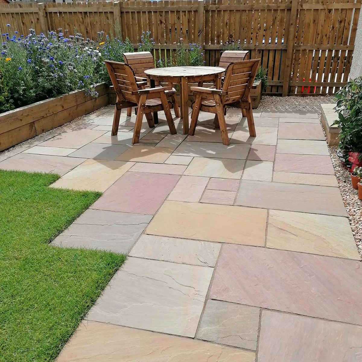 Rippon Buff Indian Sandstone Paving Slabs - Riven - 600x290 - 22mm