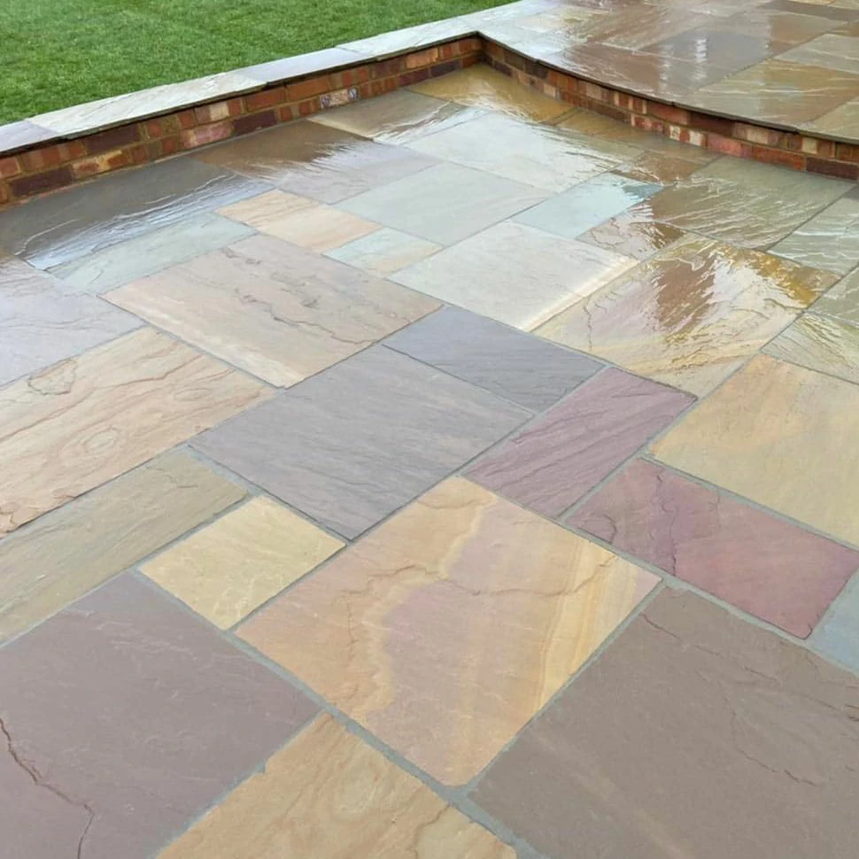 Rippon Buff Indian Sandstone Paving Slabs - Riven - 600x290 - 22mm
