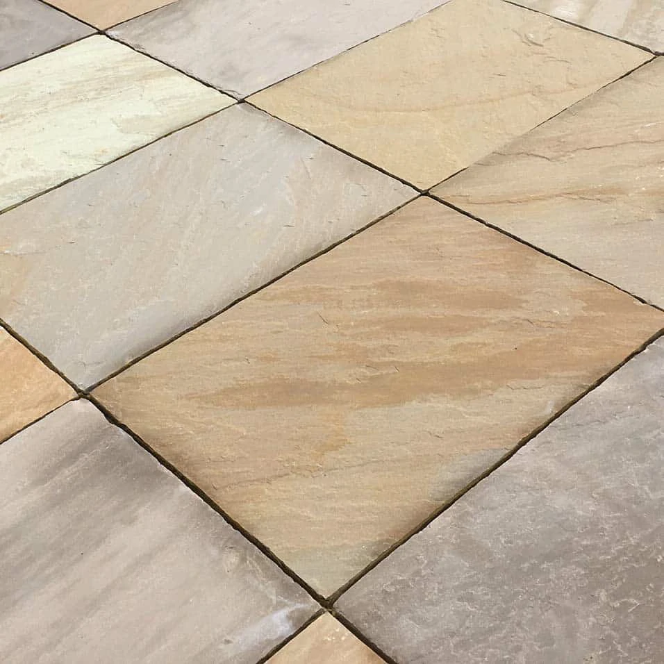 Rippon Buff Indian Sandstone Paving Slabs - Riven - 600x290 - 22mm