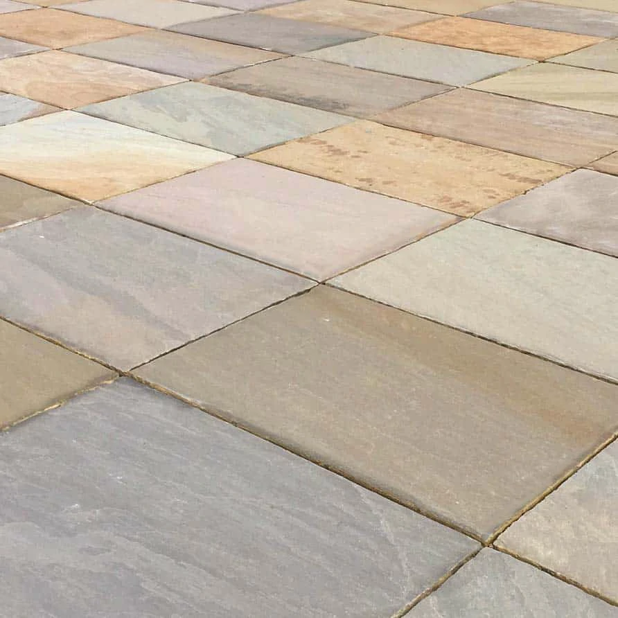 Rippon Buff Indian Sandstone Paving Slabs - Riven - 600x290 - 22mm