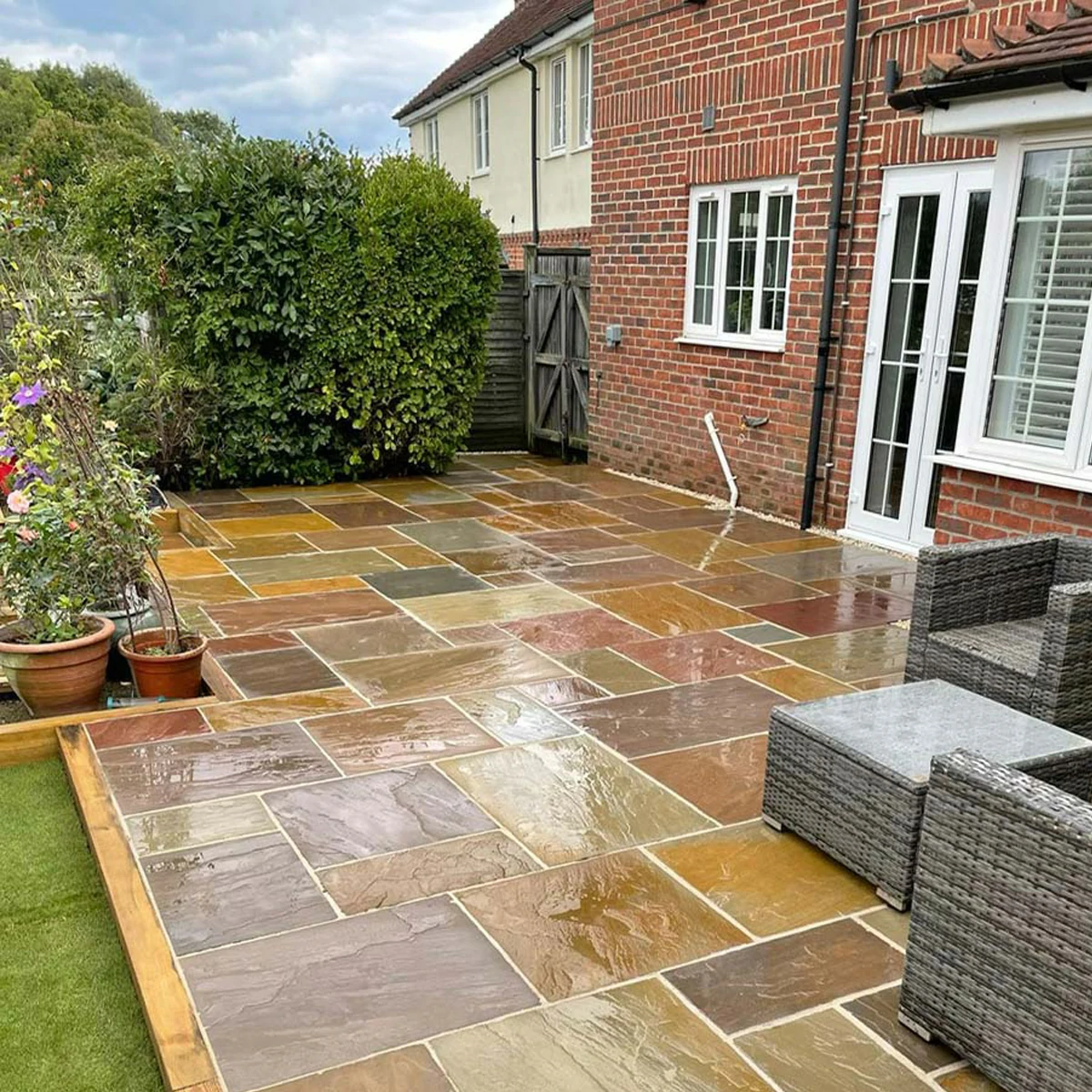Rippon Buff Indian Sandstone Paving Slabs - Riven - 600x900 - 22mm