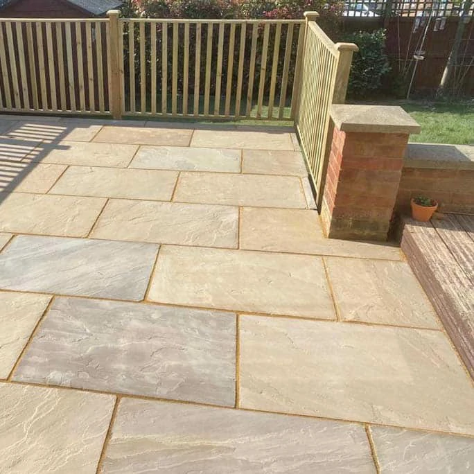 Rippon Buff Indian Sandstone Paving Slabs - Riven - 600x900 - 22mm