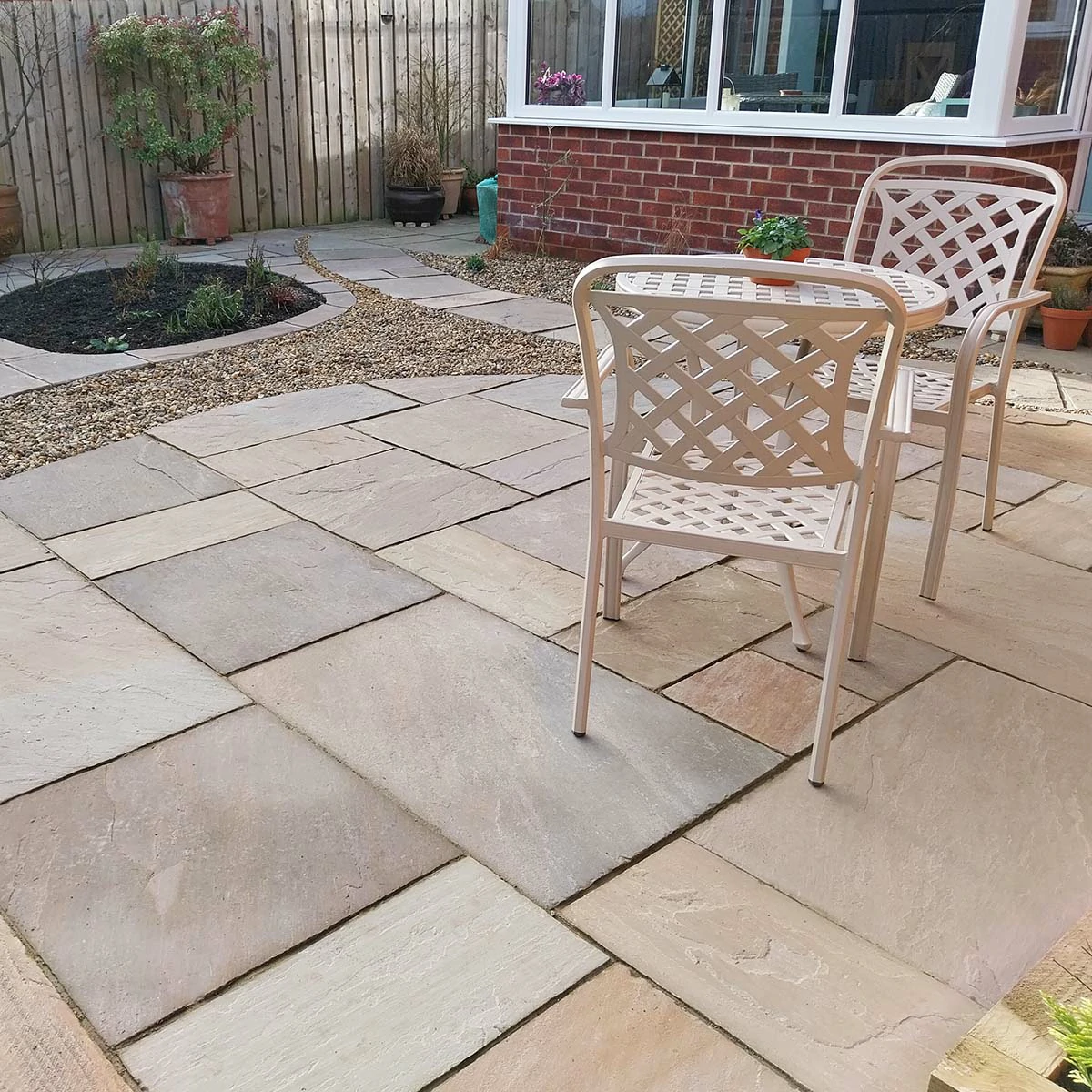 Rippon Buff Indian Sandstone Paving Slabs - Riven - 600x900 - 22mm