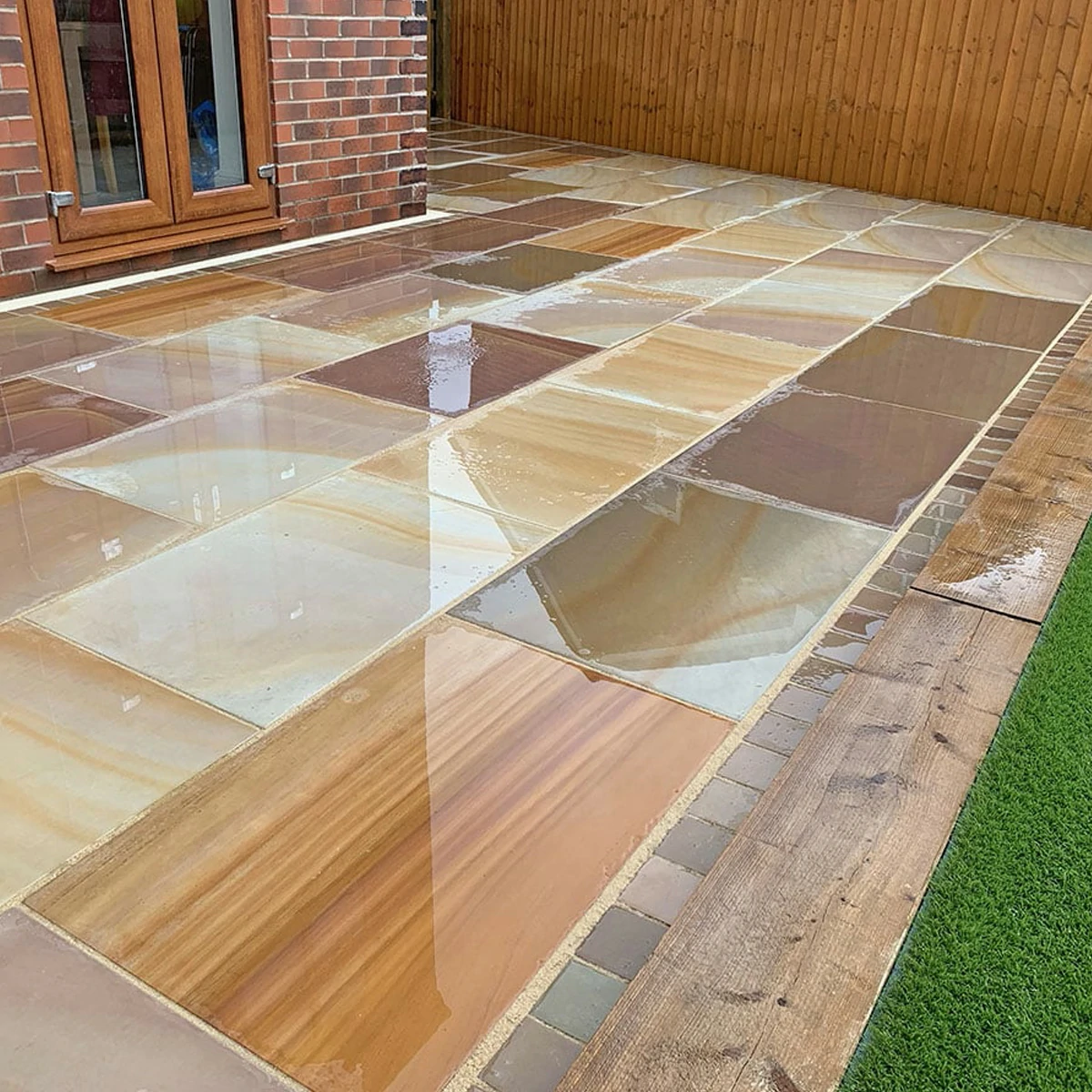 Rippon Buff Indian Sandstone Paving Slabs - Sawn & Honed - 295x295 - 20mm