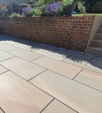 Rippon Buff Indian Sandstone Paving Slabs - Sawn & Honed - 295x295 - 20mm