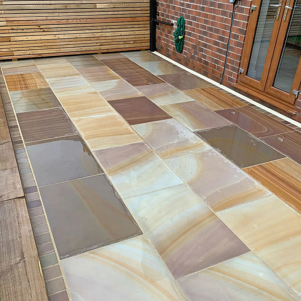 Rippon Buff Indian Sandstone Paving Slabs - Sawn & Honed - 295x295 - 20mm