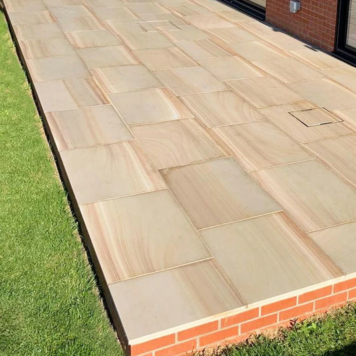Rippon Buff Indian Sandstone Paving Slabs - Sawn & Honed - 295x295 - 20mm