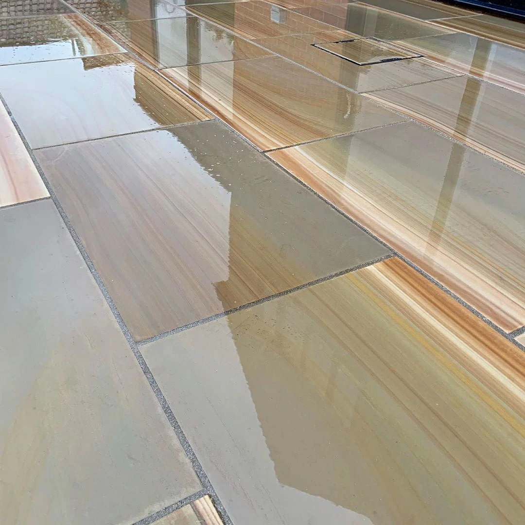 Rippon Buff Indian Sandstone Paving Slabs - Sawn & Honed - 295x295 - 20mm