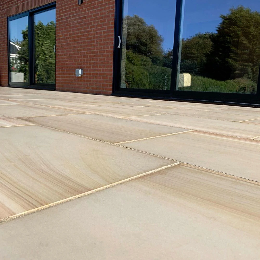 Rippon Buff Indian Sandstone Paving Slabs - Sawn & Honed - 295x295 - 20mm