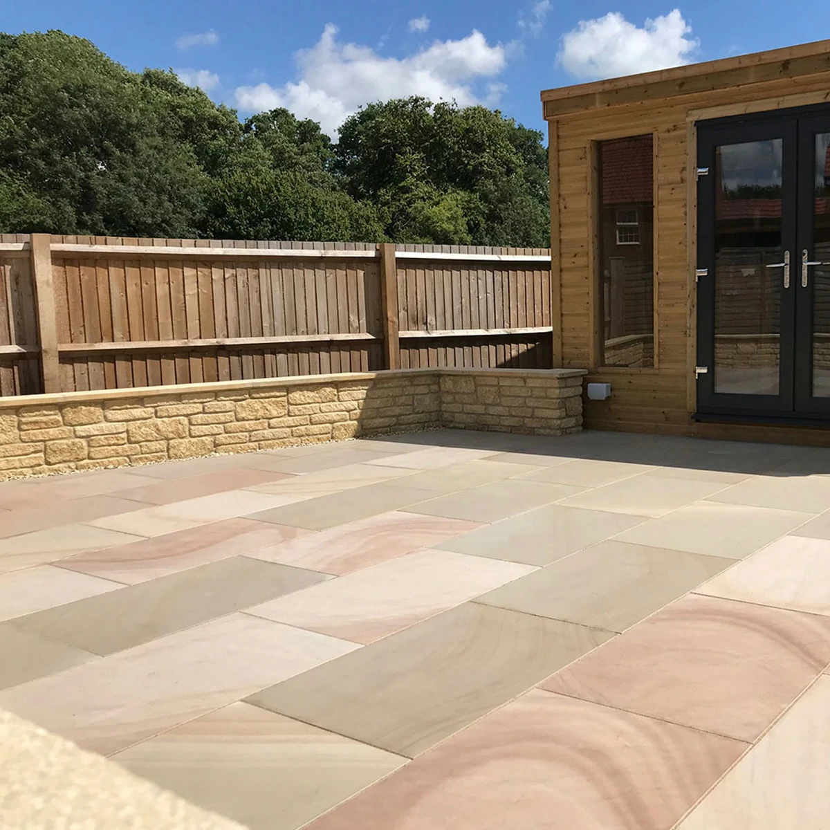 Rippon Buff Indian Sandstone Paving Slabs - Sawn & Honed - 295x295 - 20mm