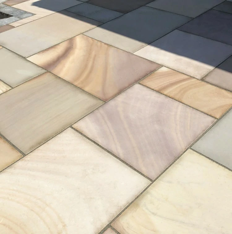 Rippon Buff Indian Sandstone Paving Slabs - Sawn & Honed - Patio Kit - 20mm