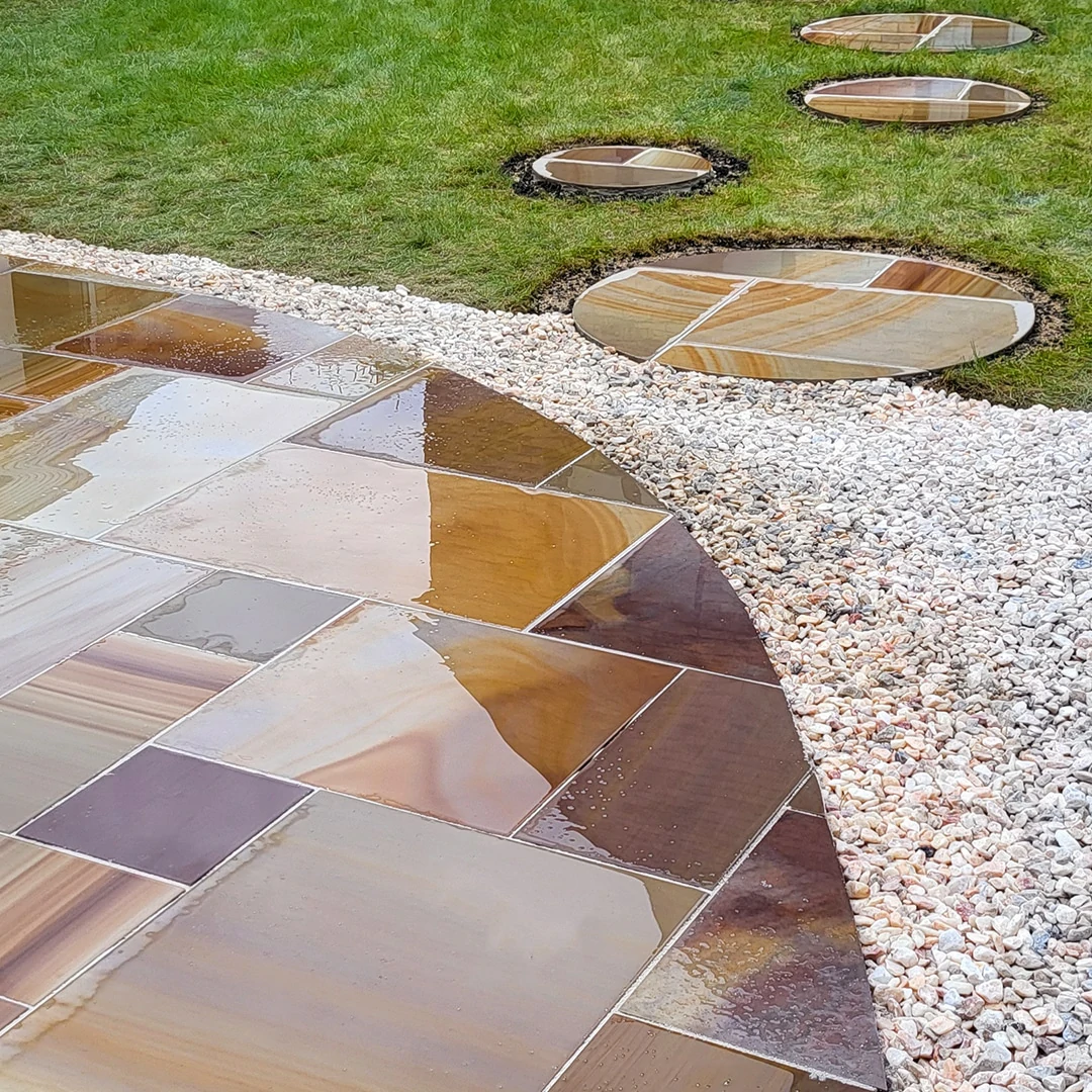 Rippon Buff Indian Sandstone Paving Slabs - Sawn & Honed - Patio Kit - 20mm