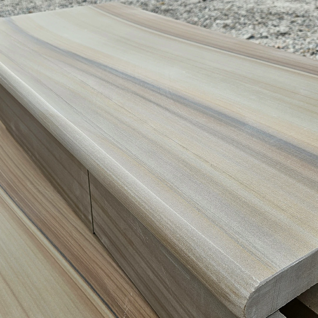 Rippon Buff Indian Sandstone - Sawn & Honed - Bullnose Steps - 900x400 - 40mm