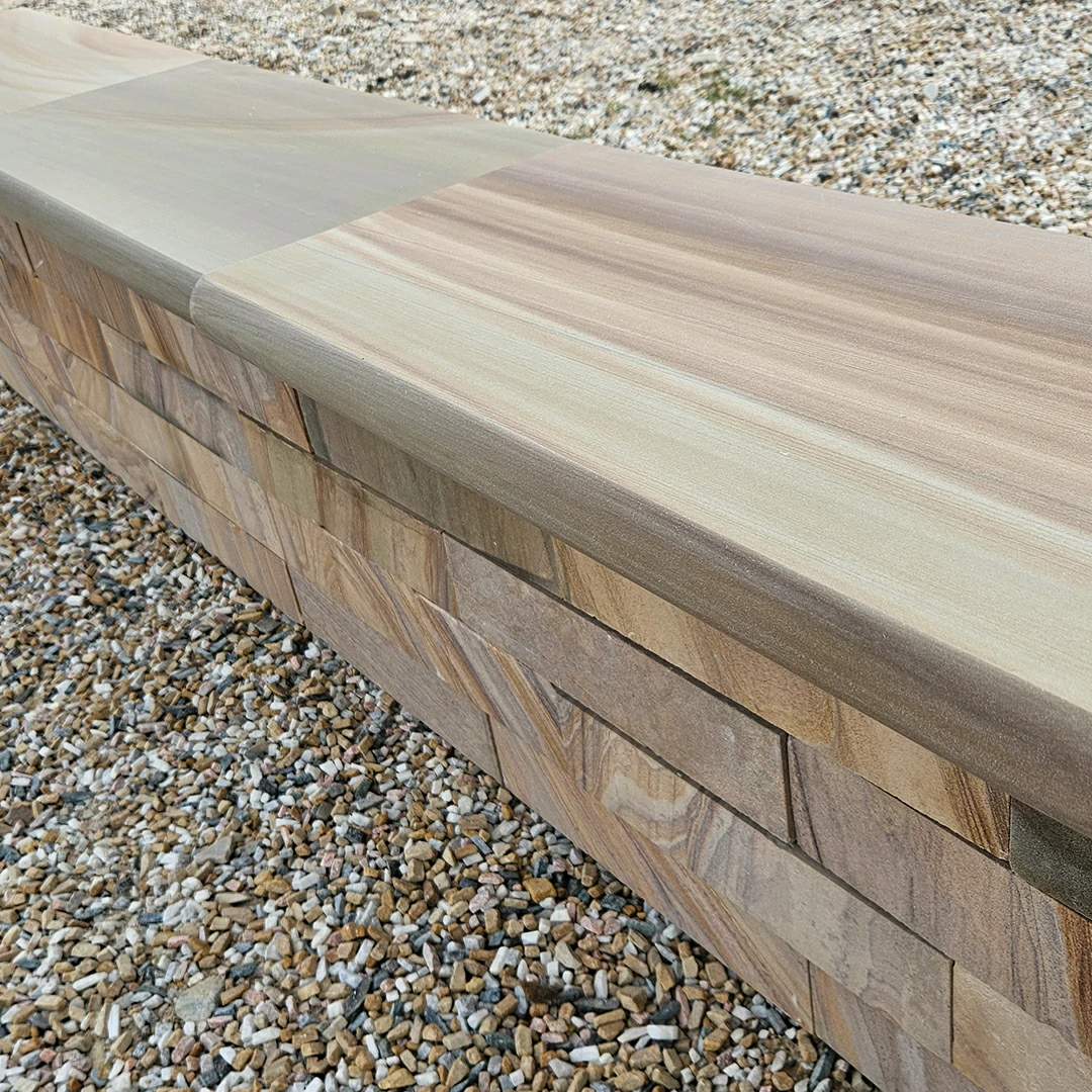 Rippon Buff Indian Sandstone - Sawn & Honed - Bullnose Steps - 900x400 - 40mm
