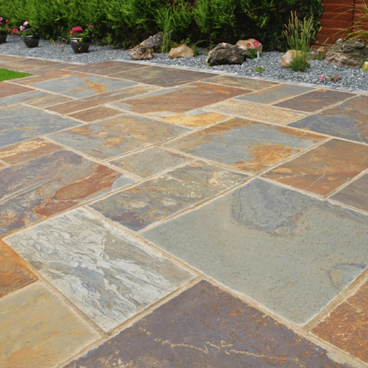 Rustic Copper Slate Paving Slabs - Patio Kit - 20mm
