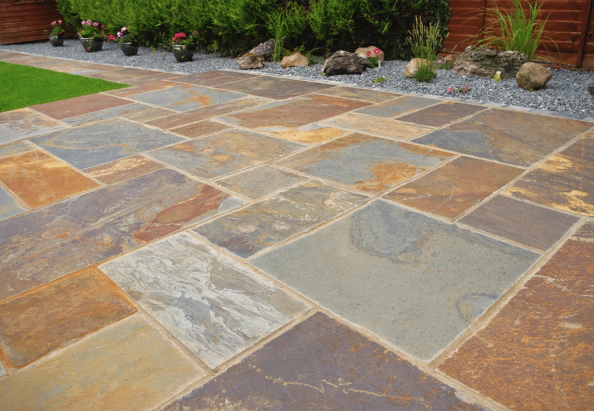 Rustic Copper Slate Paving Slabs - Patio Kit - 20mm