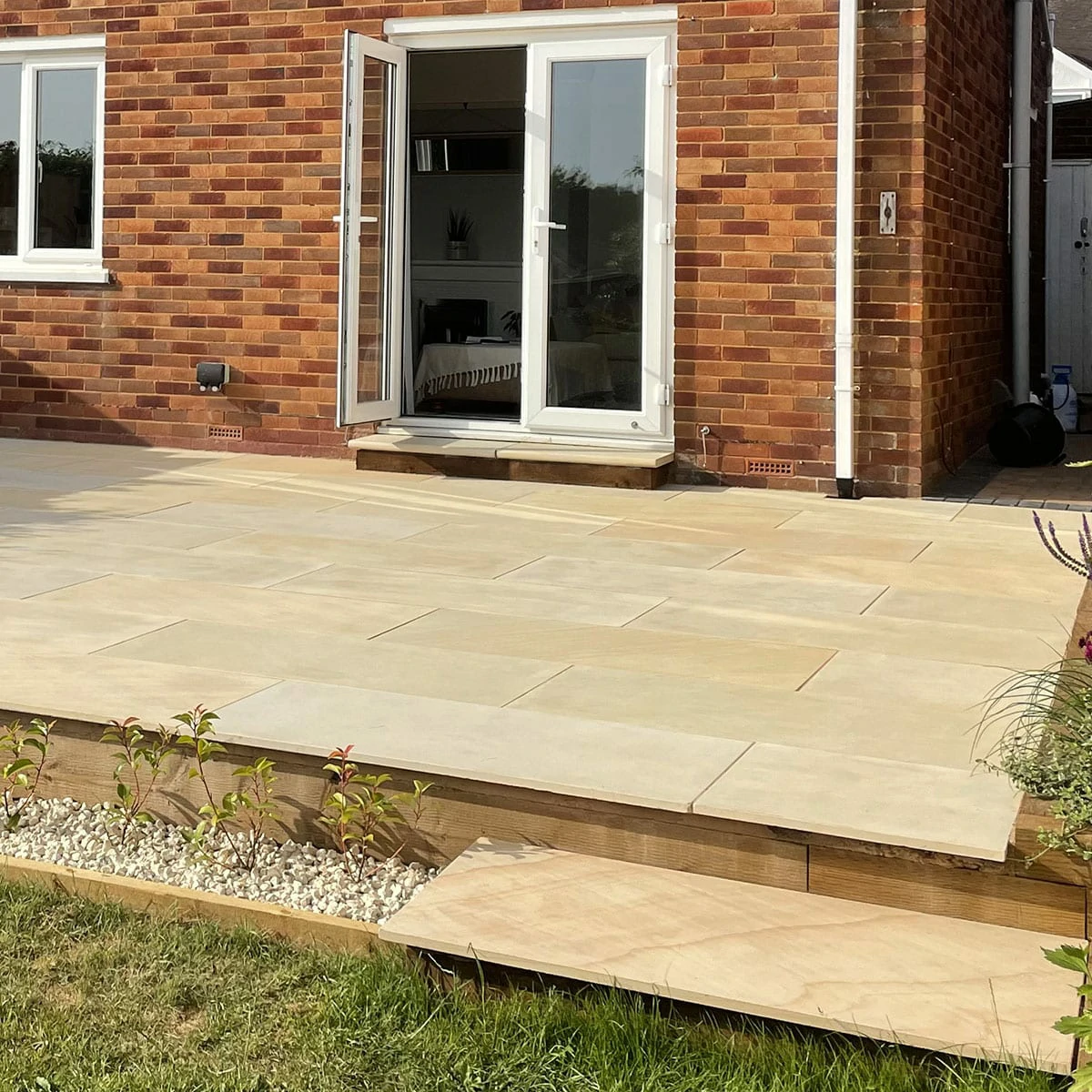 Sawn Mint Indian Sandstone Paving Slabs - 1200x600 - 20mm