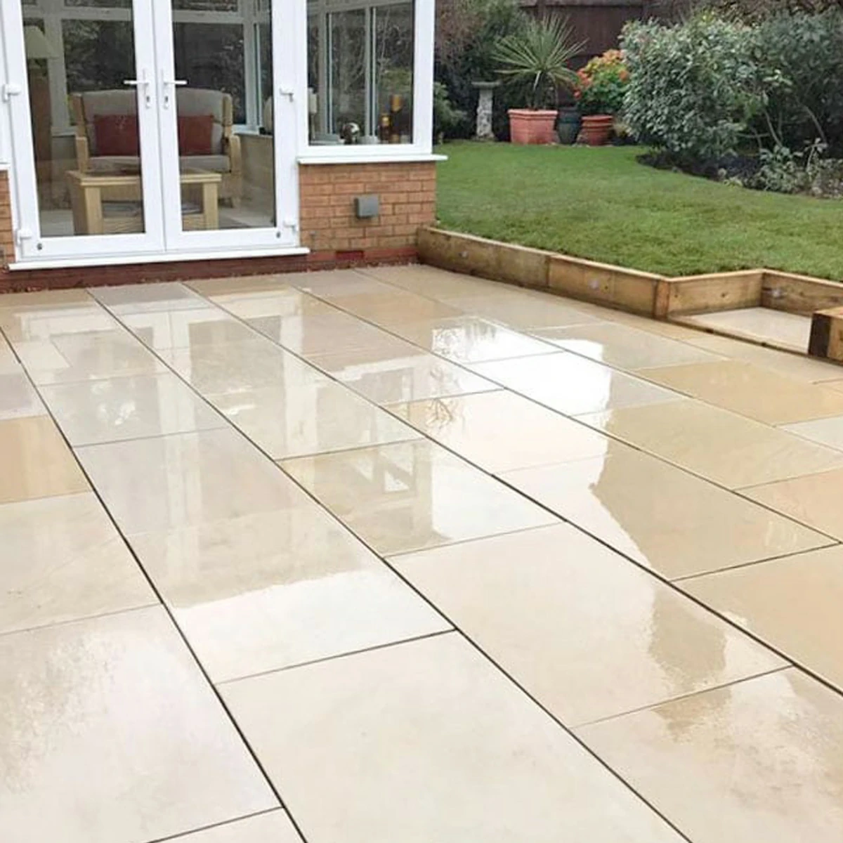 Sawn Mint Indian Sandstone Paving Slabs - 1200x600 - 20mm