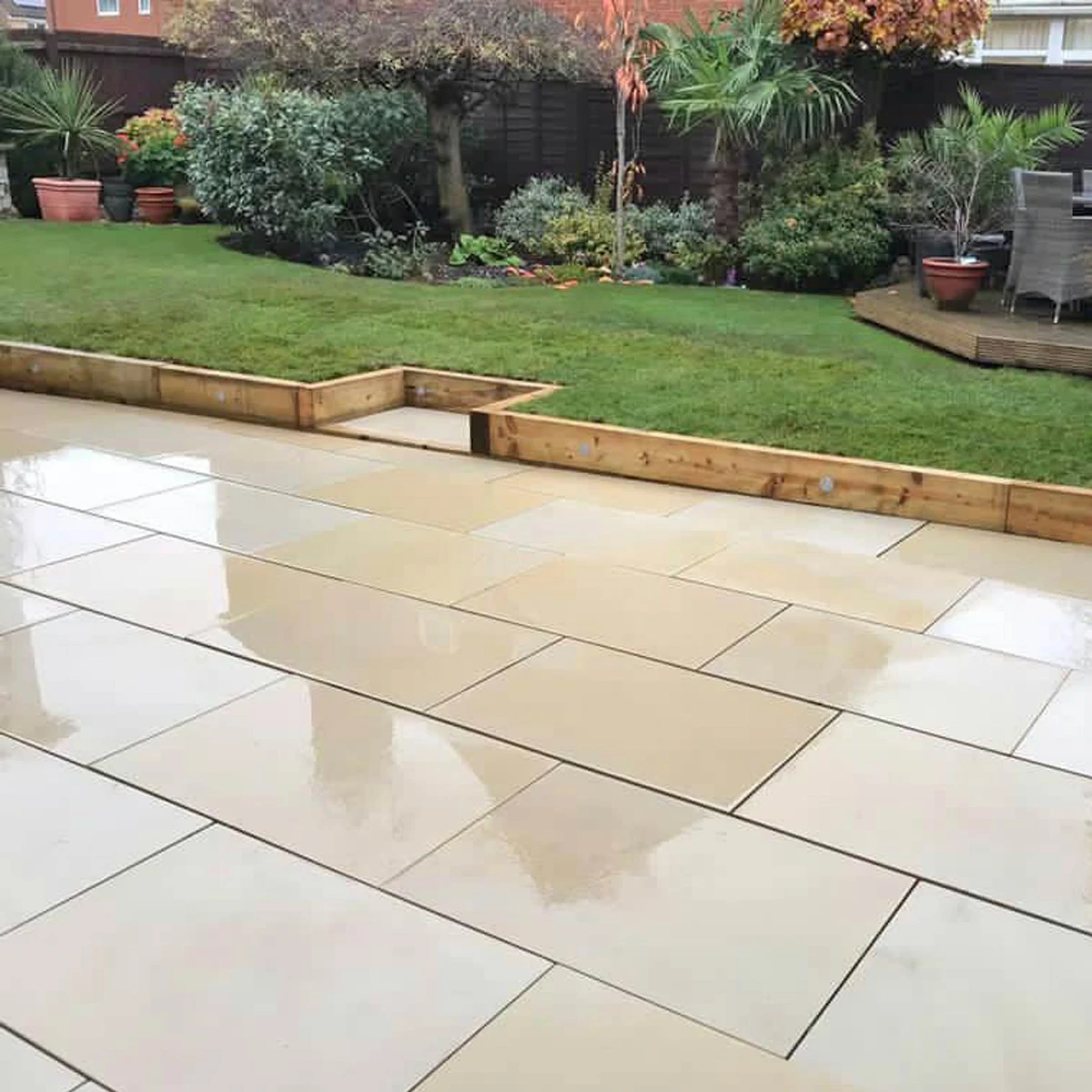 Sawn Mint Indian Sandstone Paving Slabs - 1200x600 - 20mm