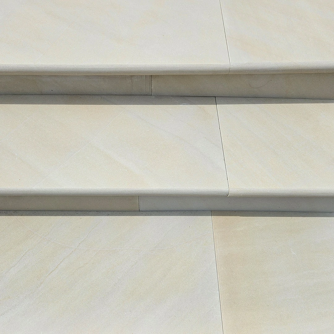 Sawn Mint Indian Sandstone - Bullnose Coping Stones - Sawn & Honed - 600x300 - 40mm