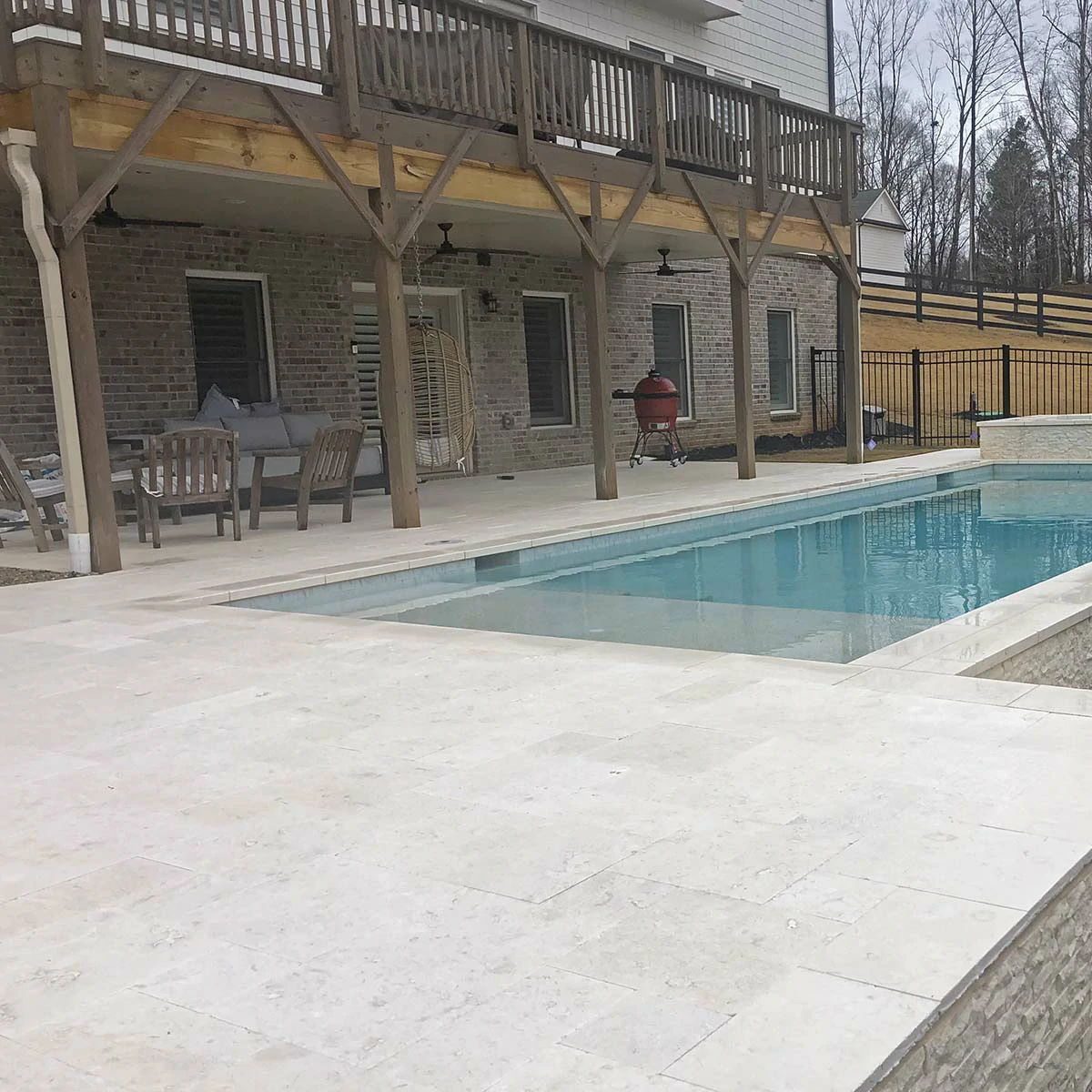 Seashell Travertine Paving Slabs - Tumbled - French Pattern Patio Kit - 30mm