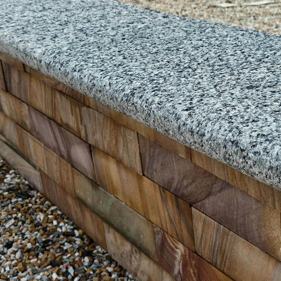 Silver Grey Granite - Bullnose Coping Stones - Flamed - 600x300 - 40mm