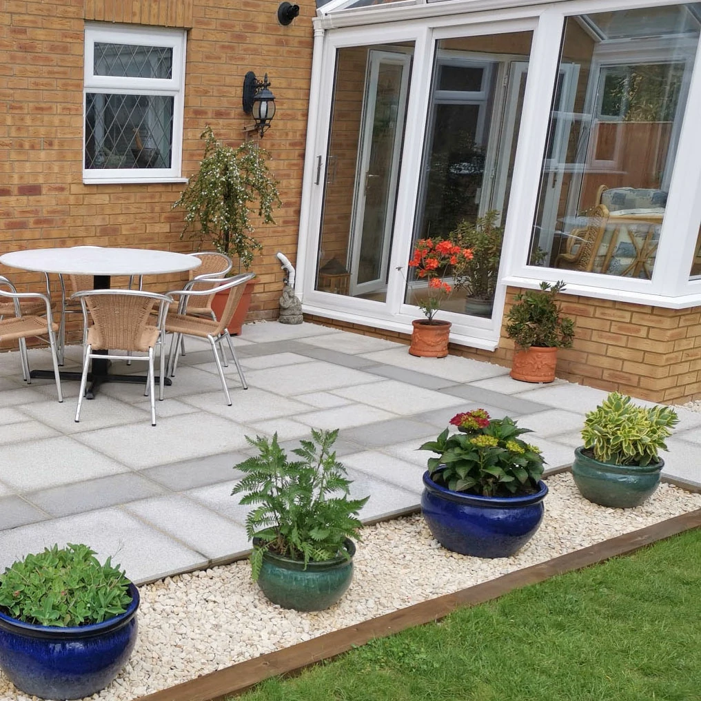 Silver Grey Granite Paving Slabs - Patio Kit - 20mm