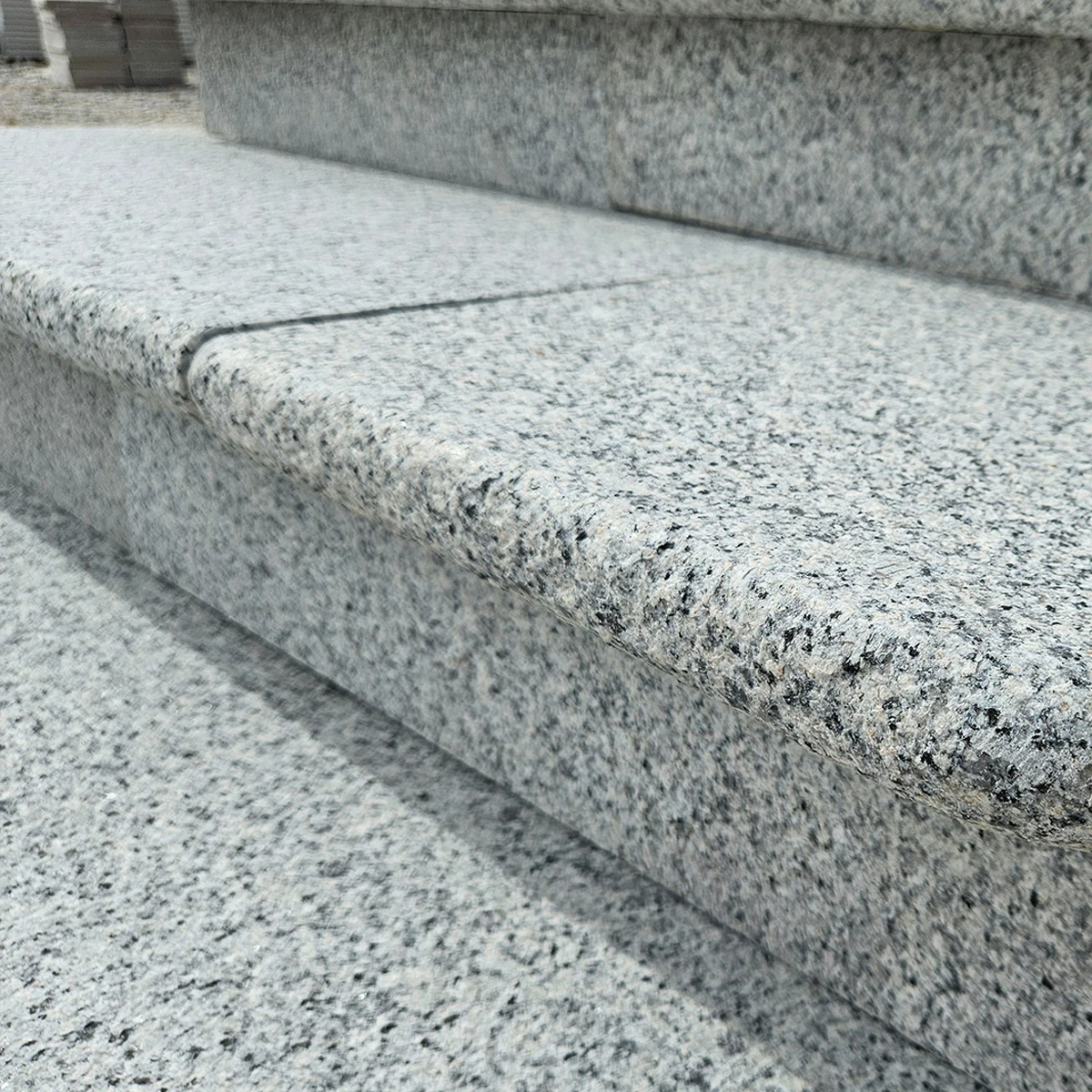Silver Grey Granite Paving Slabs - Bullnose Steps - Flamed - 900x400 - 40mm