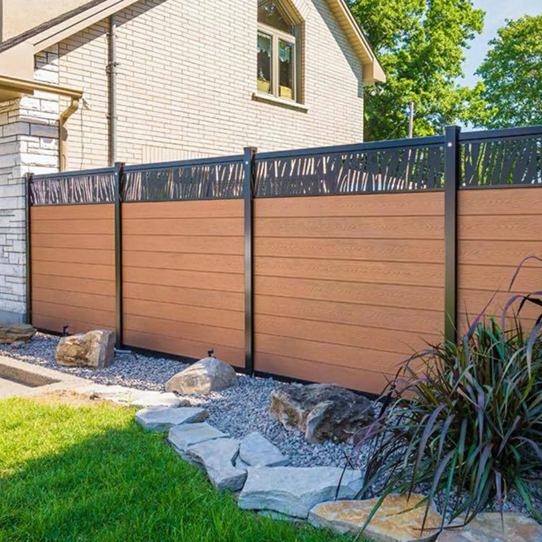 Composite Fencing Panel Kit - 3D Embossed With PVC Screen - Leaf - Black