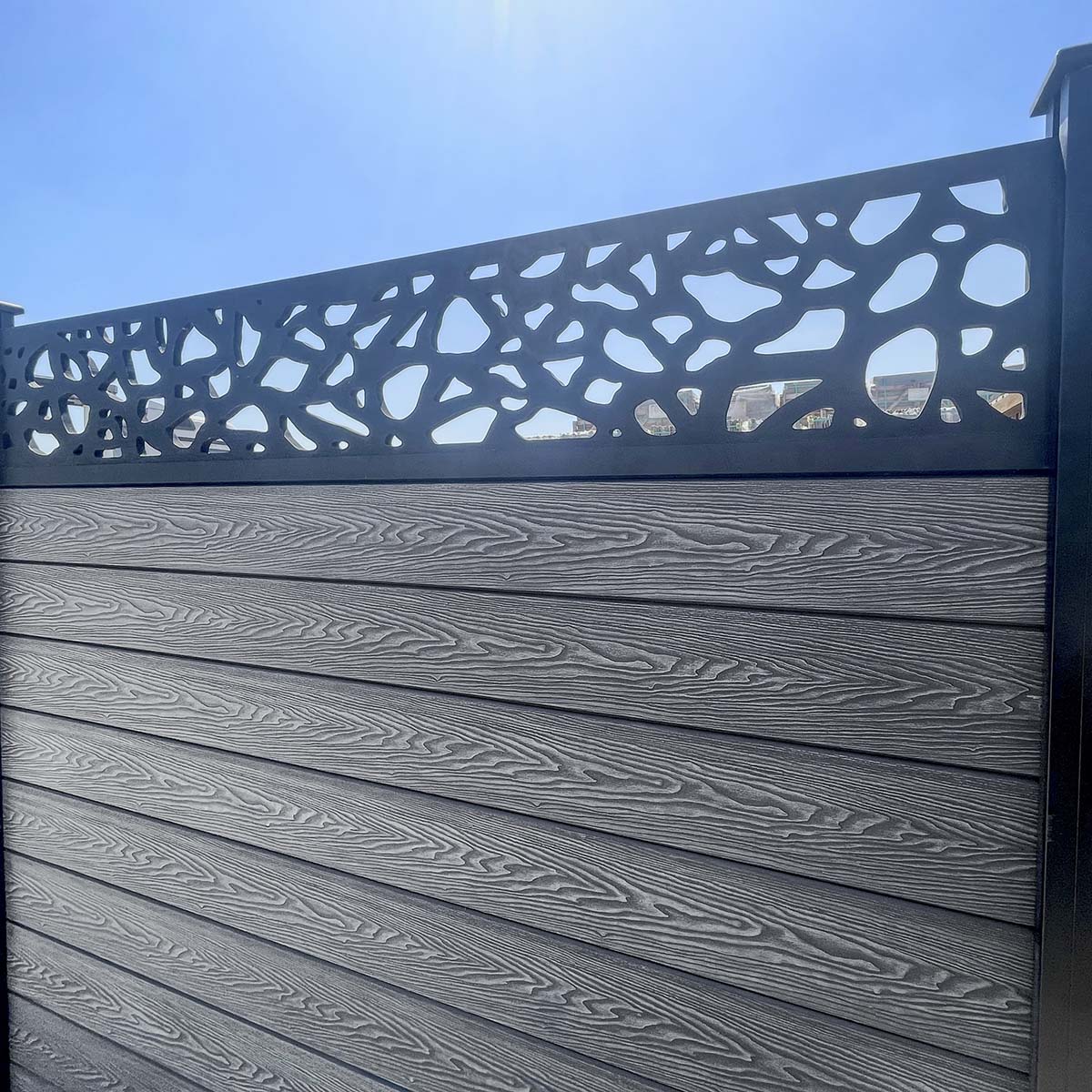 Composite Fencing Panel Kit - 3D Embossed With PVC Screen - Pebbles - Black