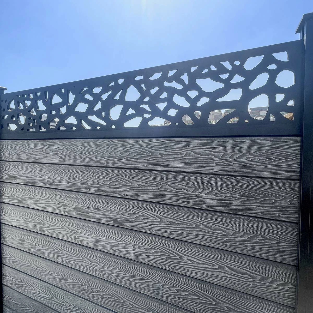 Composite Fencing Panel Kit - 3D Embossed With PVC Screen - Pebbles - Black