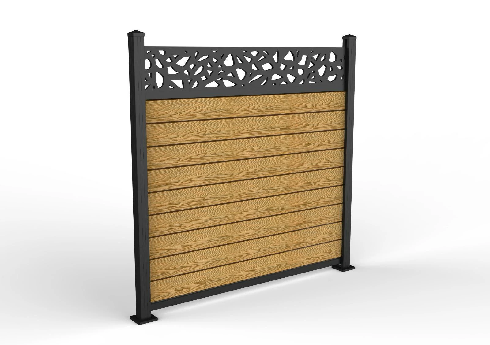 Composite Fencing Panel Kit - 3D Embossed With PVC Screen - Pebbles - Black
