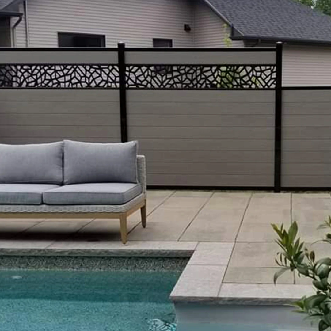 Composite Fencing Panel Kit - 3D Embossed With PVC Screen - Pebbles - Black