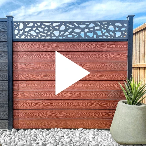 Composite Fencing Panel Kit - 3D Embossed With PVC Screen - Pebbles - Grey